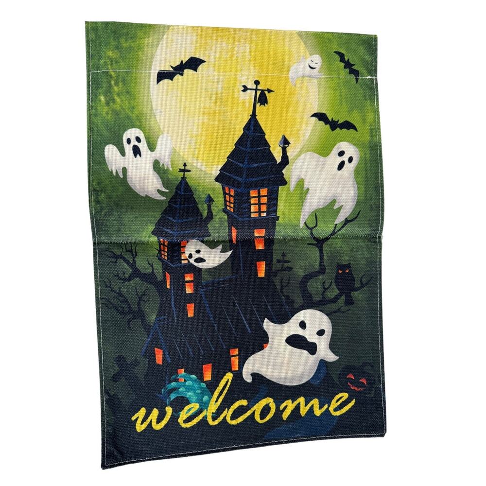 NWT Halloween Garden Spooky Flag Banner Pennant Decoration Yard Outdoor 12x18